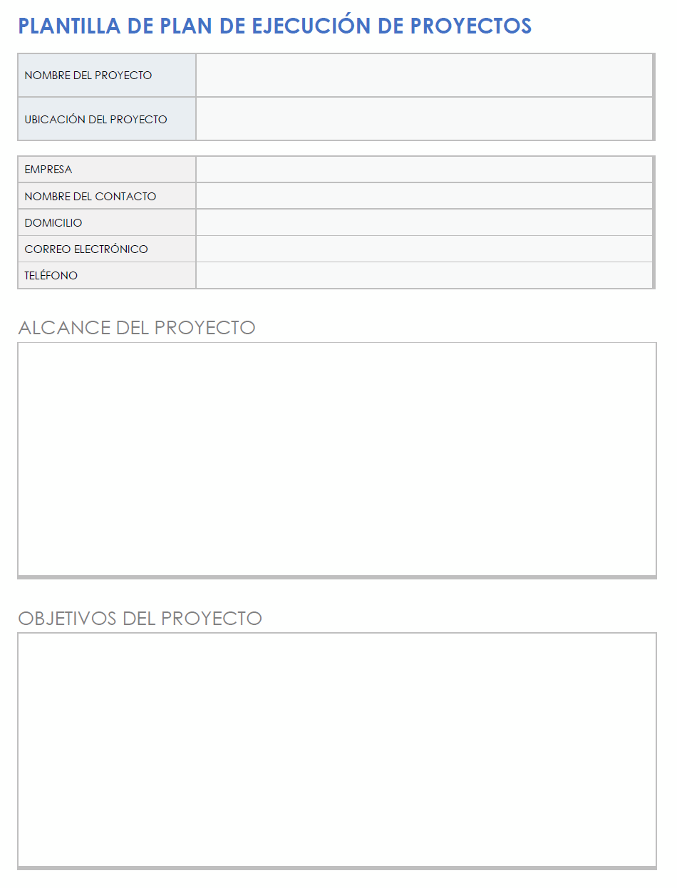  plantilla de plan de ejecución de proyecto