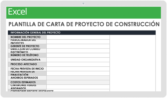 Plantilla de carta de proyecto de construcción