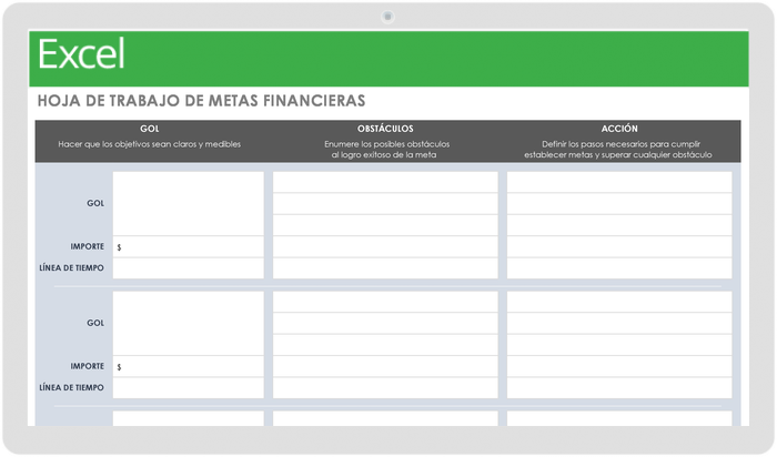 HOJA DE TRABAJO DE METAS FINANCIERAS