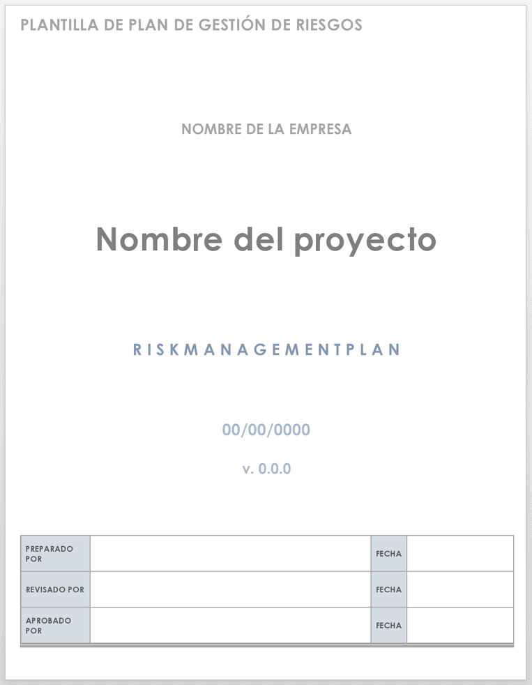 Plantilla de Plan de Gestión de Riesgos H2