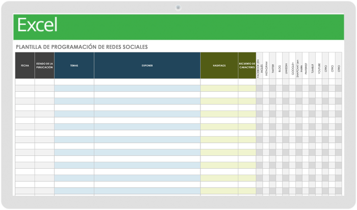  Plantilla de programación de redes sociales H2