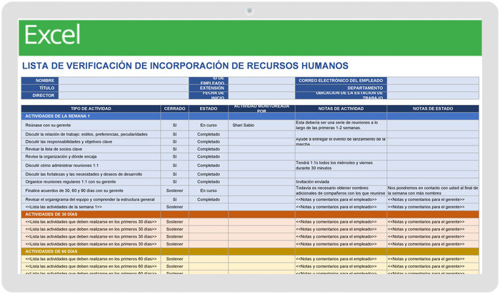 LISTA DE VERIFICACIÓN DE INCORPORACIÓN DE RH