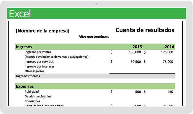 Plantilla de declaración de ingresos actualizada