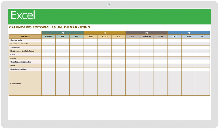 Calendario editorial de marketing