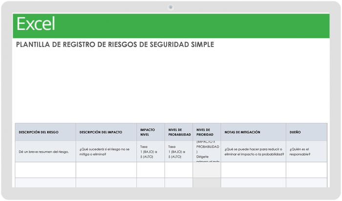 Registro de Riesgos de Seguridad Simple