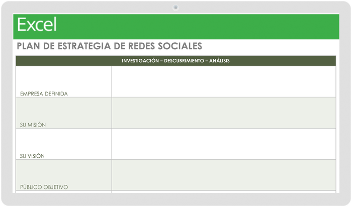 Plantilla de plan de estrategia de redes sociales