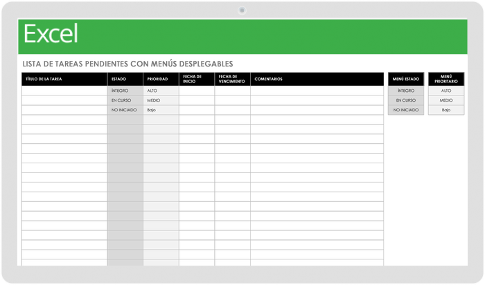 To do List with Drop Downs Template - ES